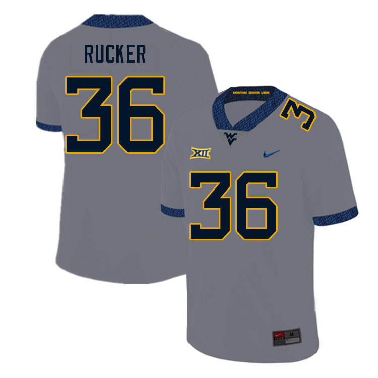 Men #36 Markquan Rucker West Virginia Mountaineers College Football Jerseys Sale-Gray